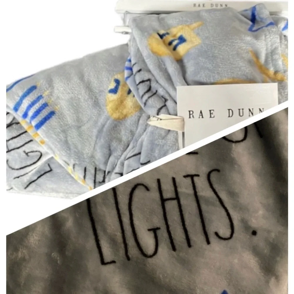 RAE DUNN Hanukkah Oversized Plush Throw Blanket FESTIVAL LIGHTS  NWT